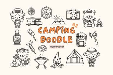 Camping Doodle by Babymimiart — Dingbats Font — thumbnail 1