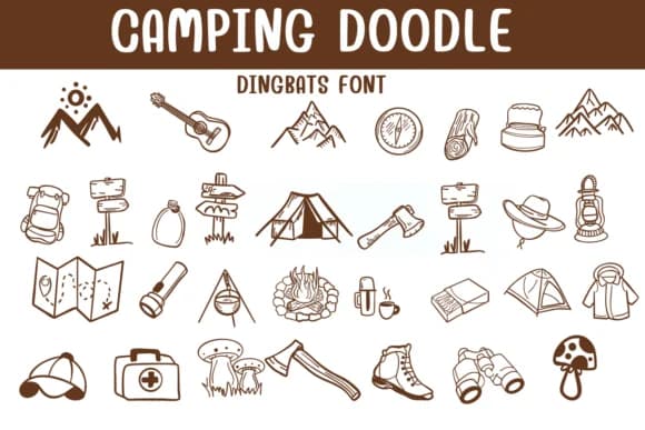 Camping Doodle by Sontaya — Dingbats Font