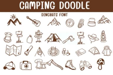 Camping Doodle by Sontaya — Dingbats Font — thumbnail 1