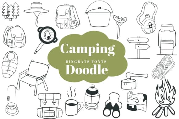 Camping Doodle by Suphitchaya — Dingbats Font