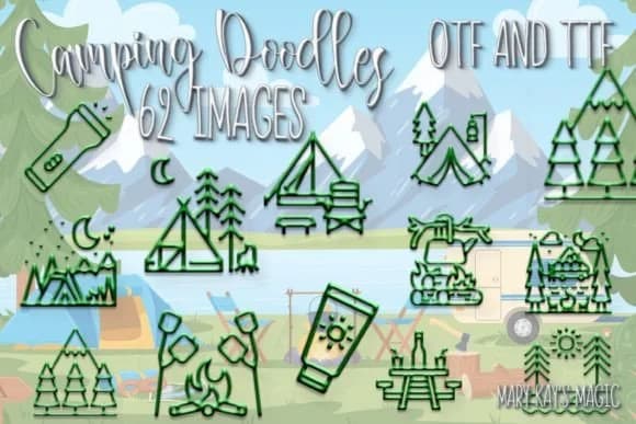 Camping Doodles by Mary Kay's Magic — Dingbats Font