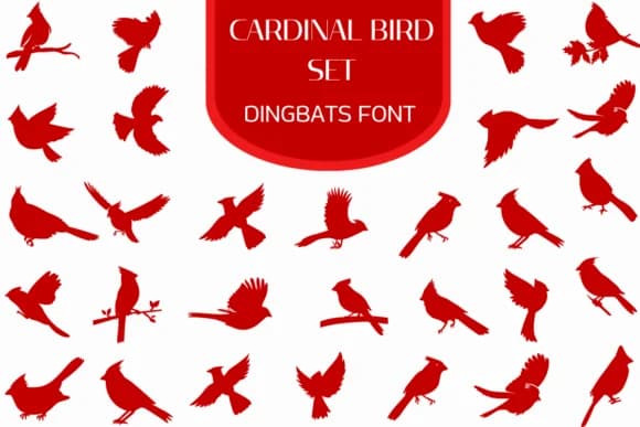 Cardinal Bird Set by Heartcraft Atelier — Dingbats Font