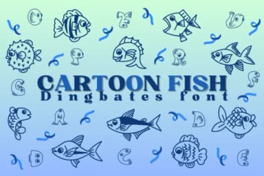 Cartoon Fish by Chonada — Dingbats Font — thumbnail 1