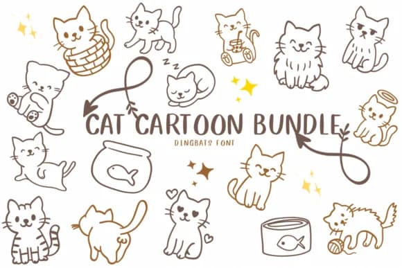 Cat Cartoon Bundle by CHANOK — Dingbats Font