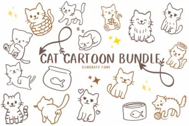 Cat Cartoon Bundle by CHANOK — Dingbats Font — thumbnail 1