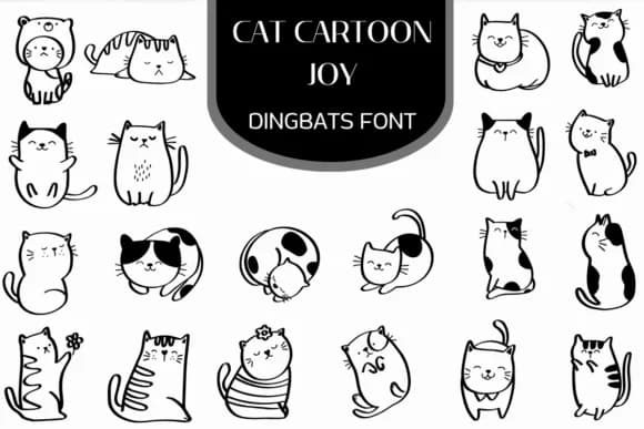 Cat Cartoon Joy by Heartcraft Atelier — Dingbats Font