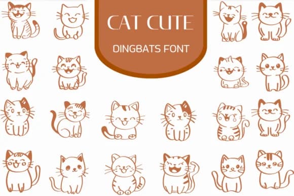 Cat Cute by Heartcraft Atelier — Dingbats Font