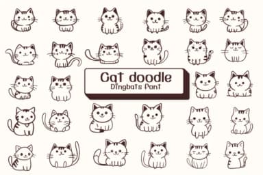 Cat Doodle by Ketsarin — Dingbats Font — thumbnail 1