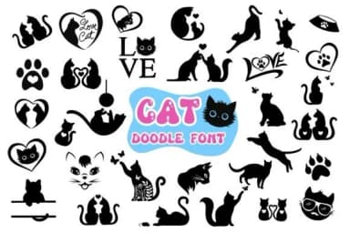 Cat Doodle by Pui Art — Dingbats Font — thumbnail 1