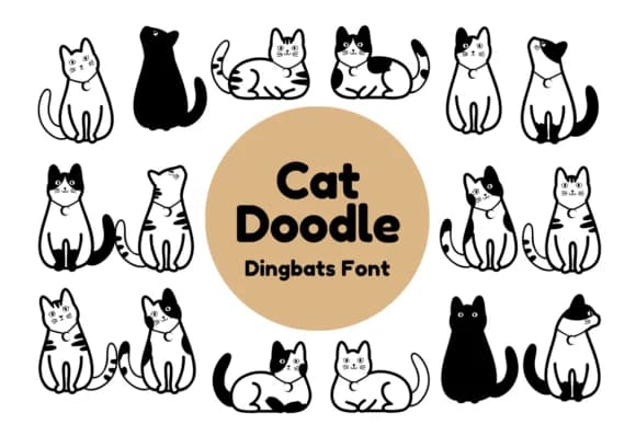 Cat Doodle by Nun Sukhwan — Dingbats Font