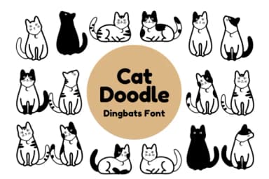 Cat Doodle by Nun Sukhwan — Dingbats Font — thumbnail 1