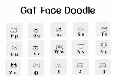 Cat Face Doodle by Ketsarin — Dingbats Font — thumbnail 3