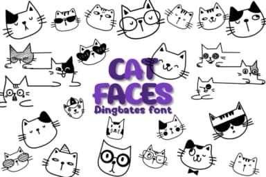 Cat Faces by Chonada — Dingbats Font — thumbnail 1