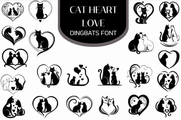 Cat Heart Love by Heartcraft Atelier — Dingbats Font