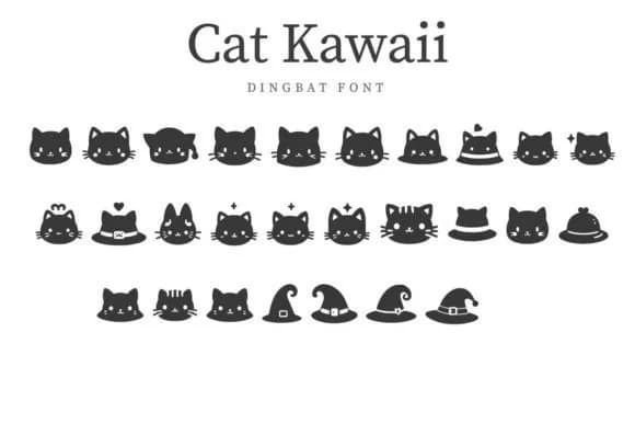 Cat Kawaii by CraftedType Studio — Dingbats Font