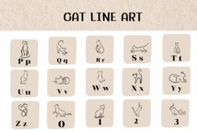 Cat Line Art by Ketsarin — Dingbats Font — thumbnail 3