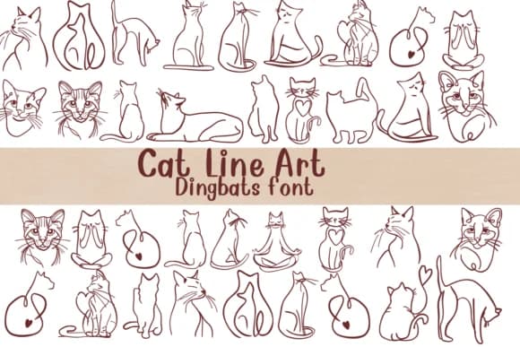 Cat Line Art by Nongyao — Dingbats Font