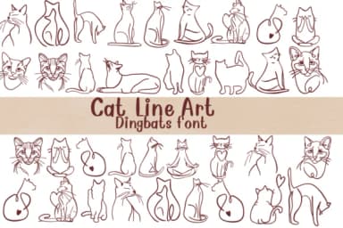 Cat Line Art by Nongyao — Dingbats Font — thumbnail 1