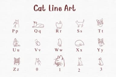 Cat Line Art by Nongyao — Dingbats Font — thumbnail 3