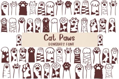 Cat Paws by Nongyao — Dingbats Font — thumbnail 1
