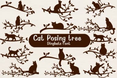 Cat Posting Tree by Nongyao — Dingbats Font — thumbnail 1