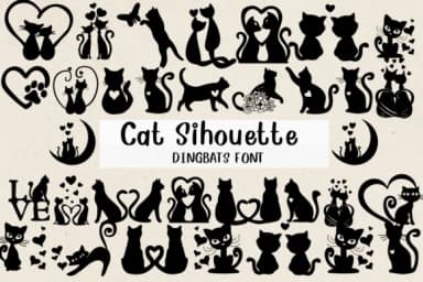 Cat Silhouette by Nongyao — Dingbats Font — thumbnail 1