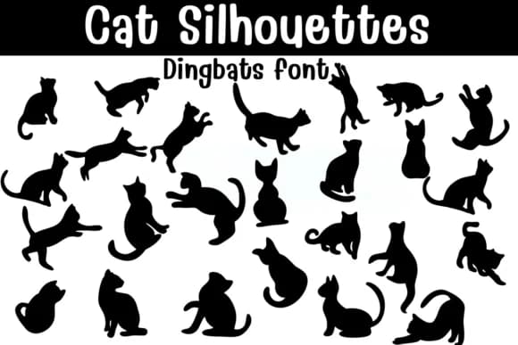Cat Silhouettes by Sontaya — Dingbats Font