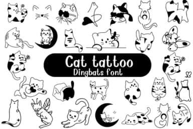 Cat Tattoo by Nongyao — Dingbats Font — thumbnail 1