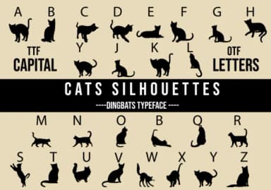 Cats Silhouettes by Minimalistartstudio — Dingbats Font — thumbnail 2