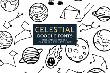 Celestial Doodle by digitalplannerland — Dingbats Font — thumbnail 1