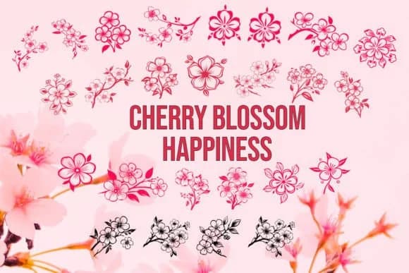 Cherry Blossom Happiness by MOMAT THIRTYONE — Dingbats Font