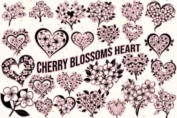 Cherry Blossoms Heart by MOMAT THIRTYONE — Dingbats Font