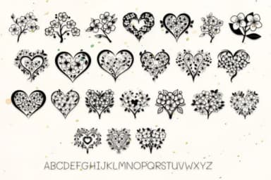 Cherry Blossoms Heart by MOMAT THIRTYONE — Dingbats Font — thumbnail 2