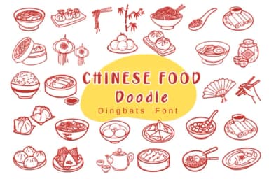 Chinese Food Doodle by Pui Art — Dingbats Font — thumbnail 1