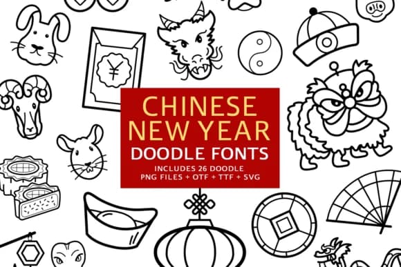 Chinese New Year Doodle by digitalplannerland — Dingbats Font