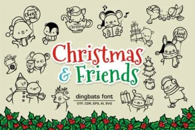 Christmas and Friends by onoborgol — Dingbats Font — thumbnail 1