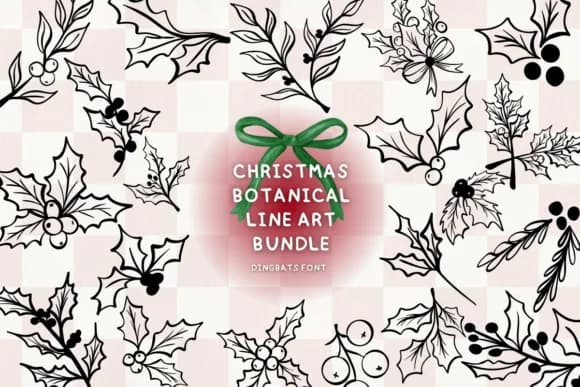 Christmas Botanical Line Art Bundle by Bee piyanuch — Dingbats Font