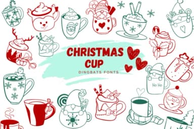 Christmas Cup by Suphitchaya — Dingbats Font — thumbnail 1