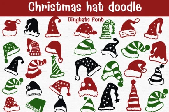 Christmas Hat Doodle by Sontaya — Dingbats Font