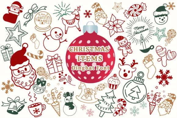 Christmas Items by Pui Art — Dingbats Font
