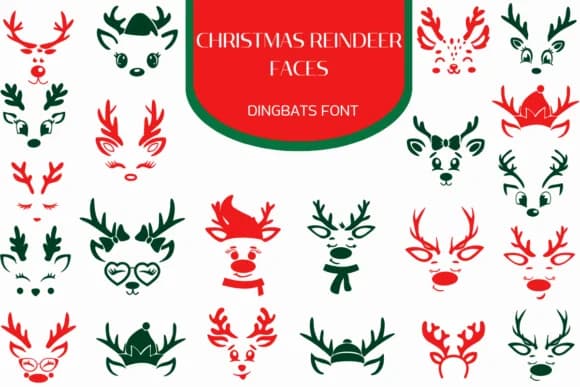 Christmas Reindeer Faces by Heartcraft Atelier — Dingbats Font
