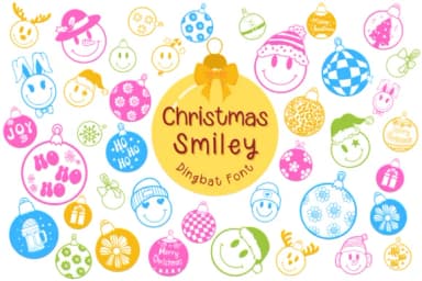 Christmas Smiley by Pui Art — Dingbats Font — thumbnail 1