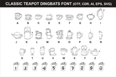 Classic Teapot by Onoborgol — Dingbats Font — thumbnail 1
