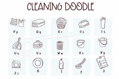 Cleaning Doodle by Sirinart — Dingbats Font — thumbnail 3
