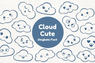 Cloud Cute by Nun Sukhwan — Dingbats Font — thumbnail 1