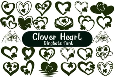 Clover Heart by Nongyao — Dingbats Font — thumbnail 1