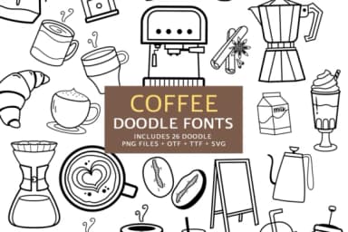 Coffee Doodle by digitalplannerland — Dingbats Font — thumbnail 1