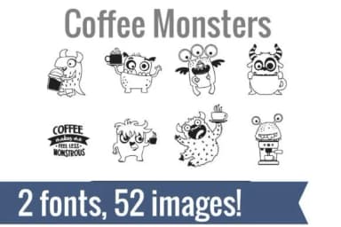 Coffee Monsters Dingbats by Illustration Ink — Dingbats Font — thumbnail 1