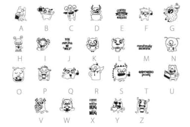 Coffee Monsters Dingbats by Illustration Ink — Dingbats Font — thumbnail 3