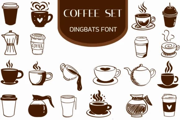 Coffee Set by Heartcraft Atelier — Dingbats Font